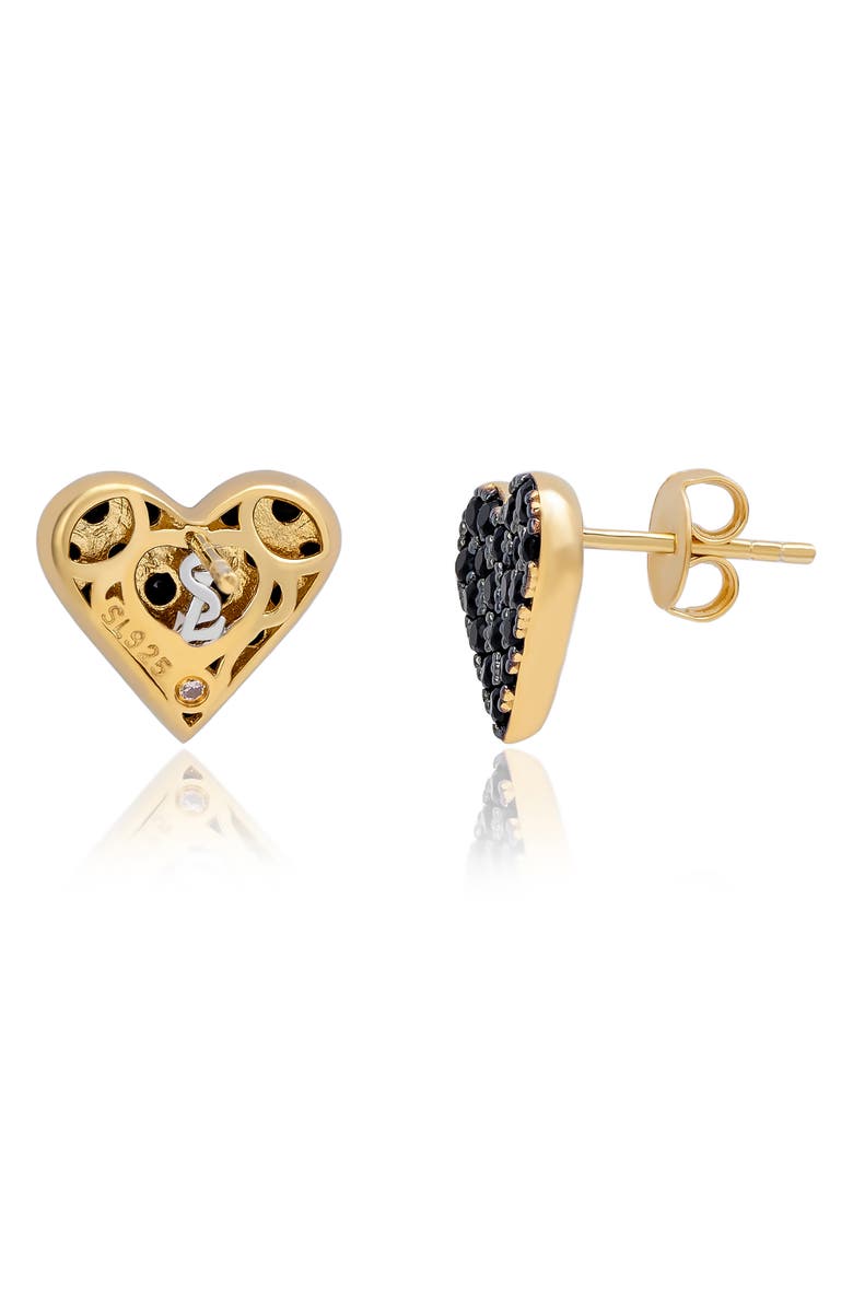 SUZY LEVIAN Pavé Cubic Zirconia Heart Stud Earrings, Alternate, color, Black