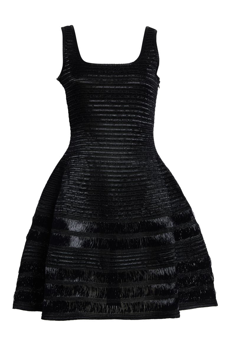 Raffia Effect Fit & Flare Sweater Dress, Alternate, color, NOIR ALAIA