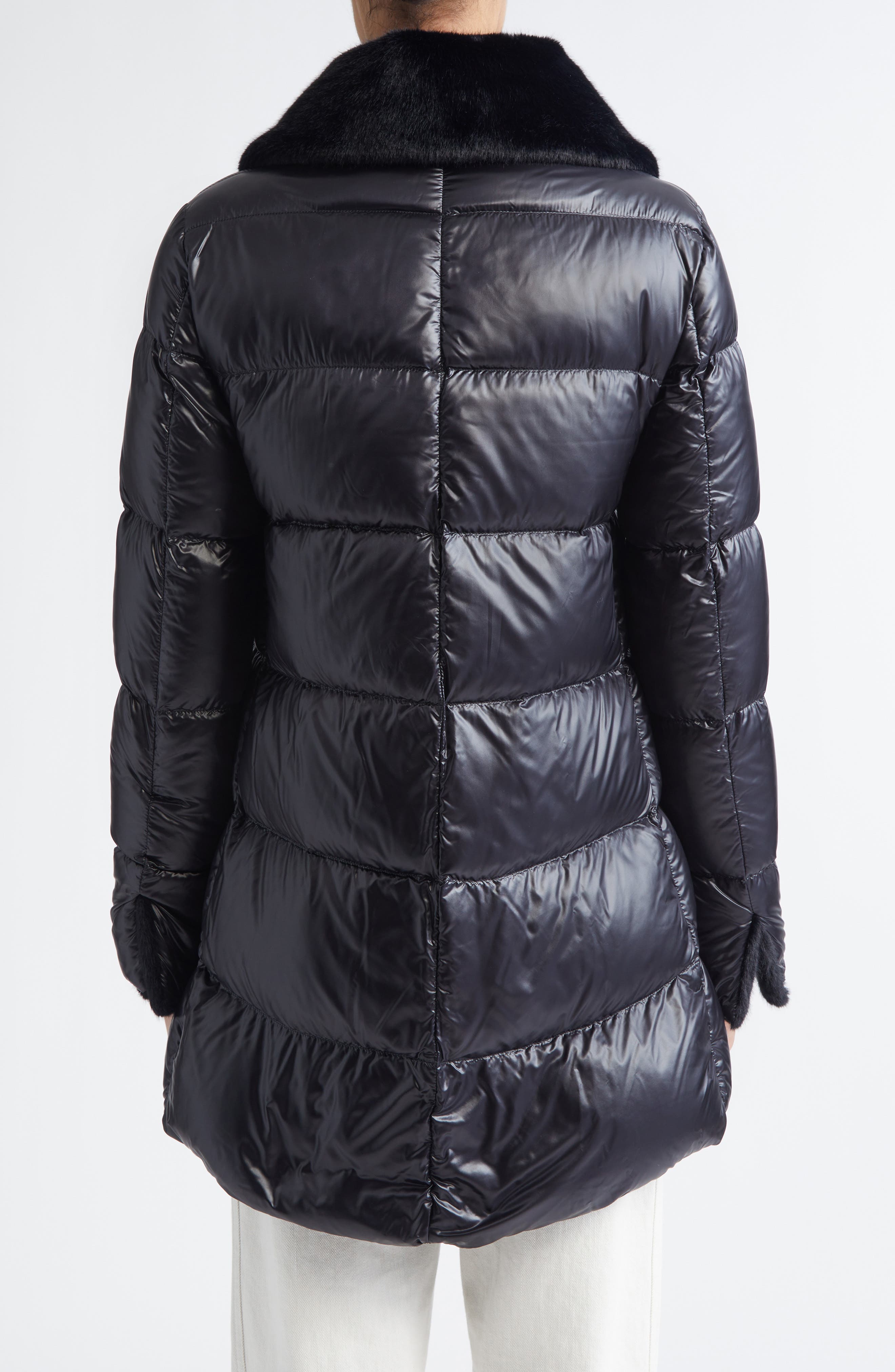 Faux Fur Lined Water Repellent Quilted Down Jacket - image 2