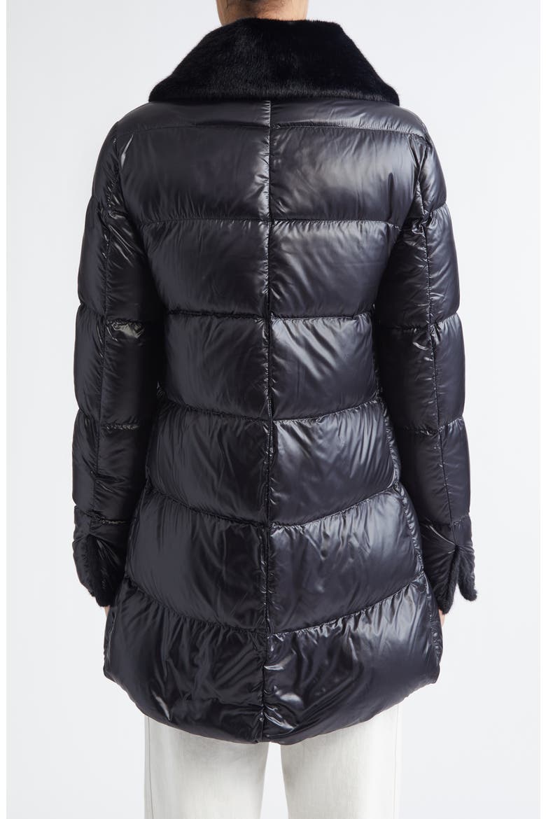 Faux Fur Lined Water Repellent Quilted Down Jacket, Alternate, color, BLACK