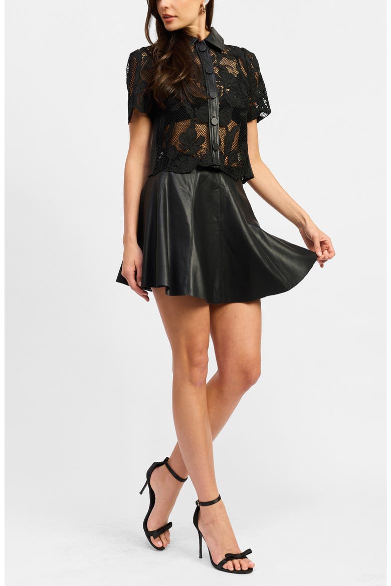 Aileen Faux Leather Miniskirt, Alternate, color, BLACK