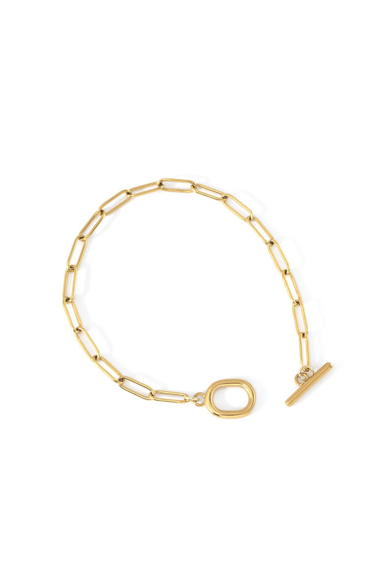 Toggle Clasp Paperclip Chain Bracelet, Alternate, color, Gold Tone