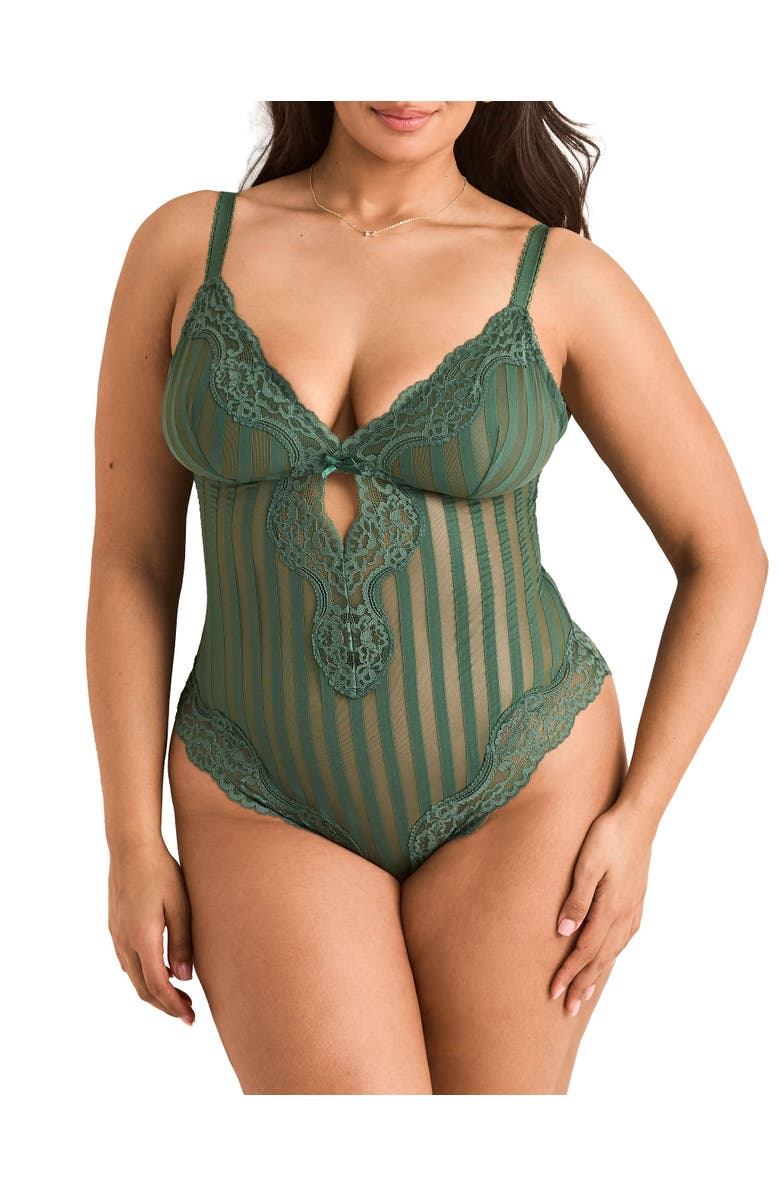 Adore Me Nala Bodysuit Lingerie, Main, color, Dark Green