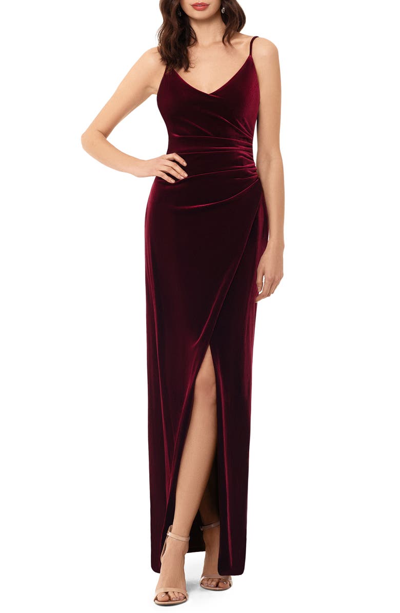 Betsy & Adam Velvet Column Gown, Main, color, 