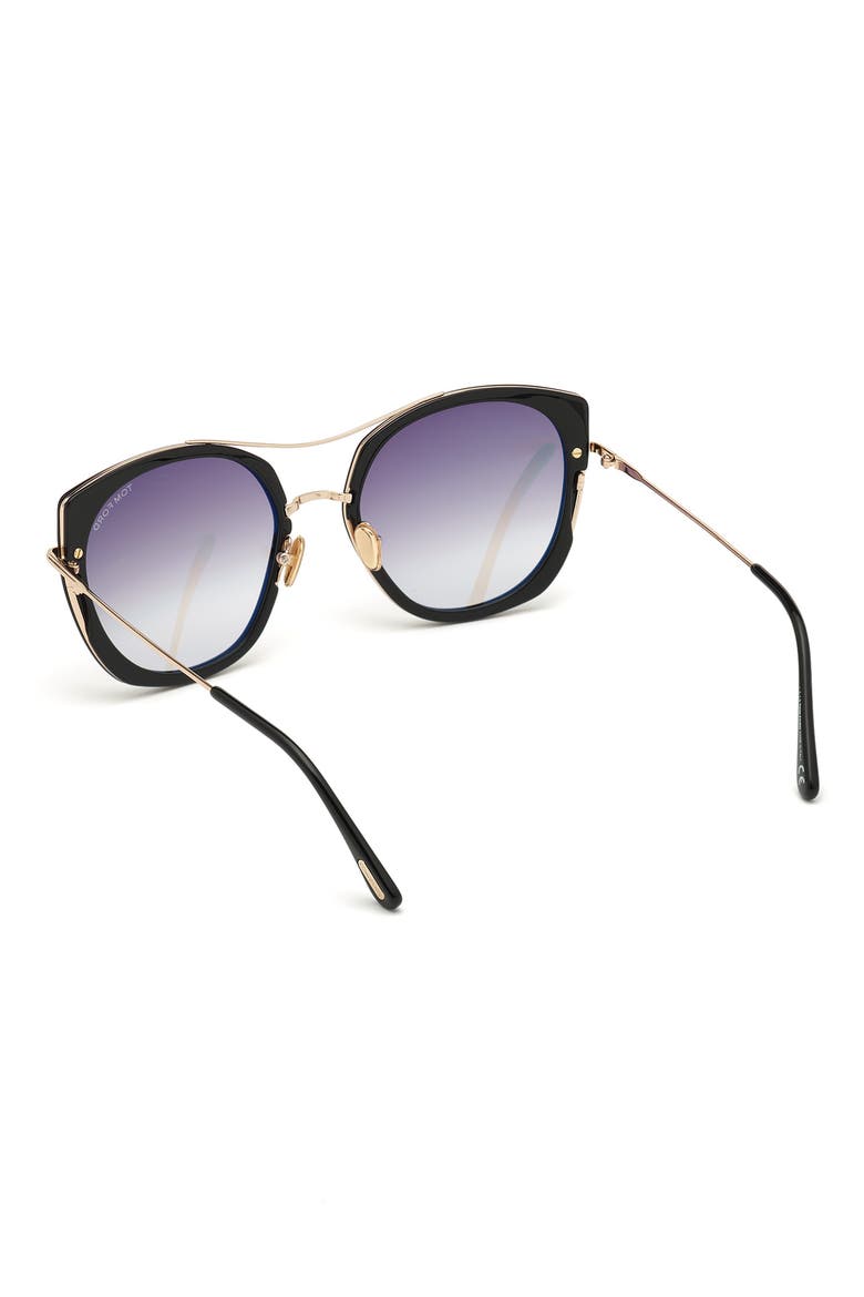 Joey 56mm Cat Eye Sunglasses, Alternate, color, SHINY BLACK/ GRADIENT SMOKE