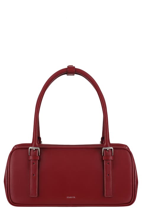 Faux Leather Square Bowling Bag