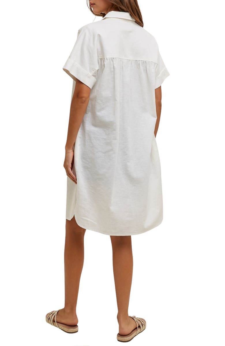 WISHLIST Linen & Cotton Blend Mini Shirtdress, Alternate, color, White