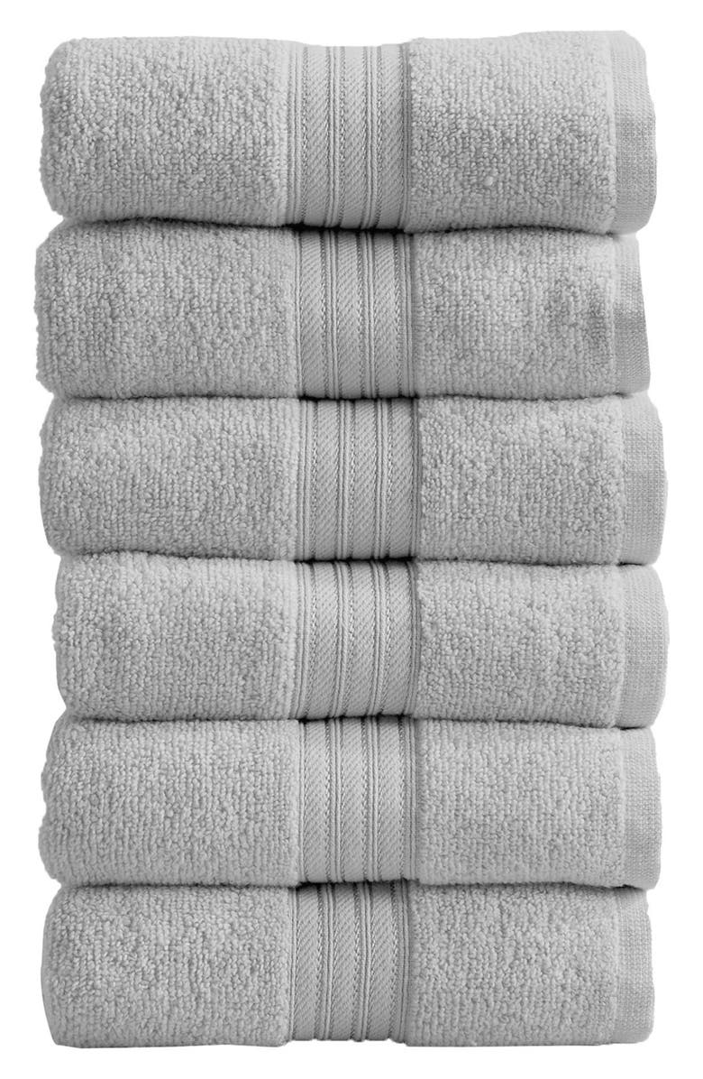 Woven & Weft Quick-Dry Cotton 6-Pack Hand Towel Set, Main, color, Grey