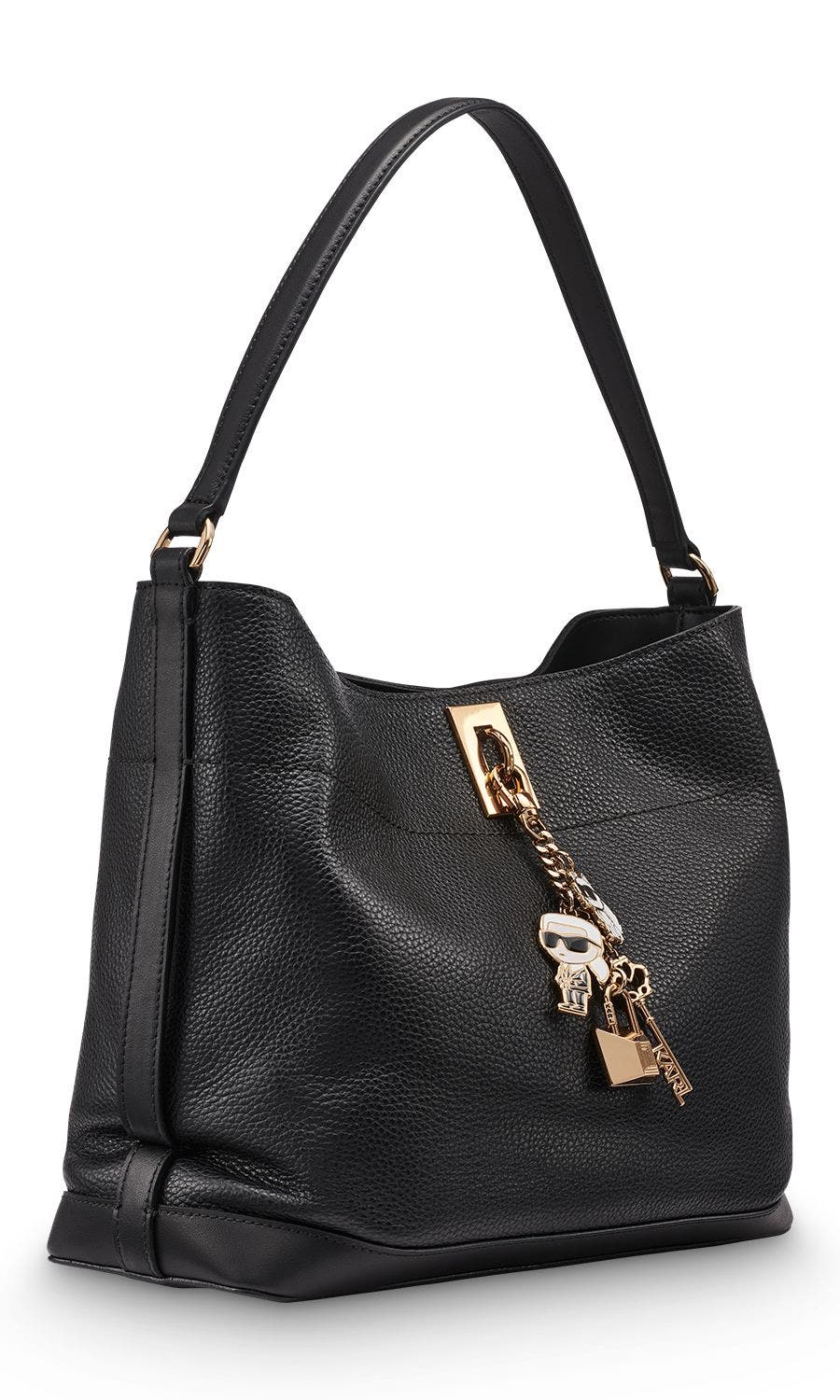 KARL LAGERFELD PARIS Gisele Hobo, Alternate, color, Black/Gold