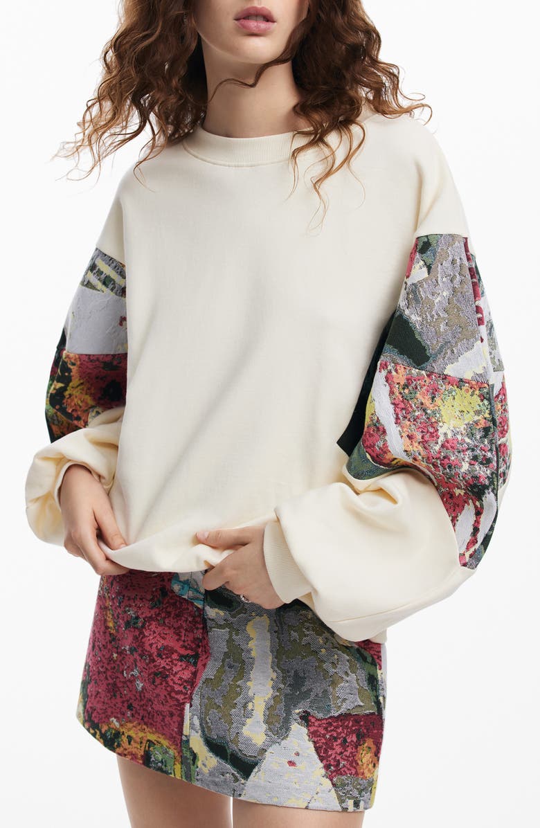 Desigual Posters Lacroix Floral Brocade Accent Sweatshirt, Main, color, 