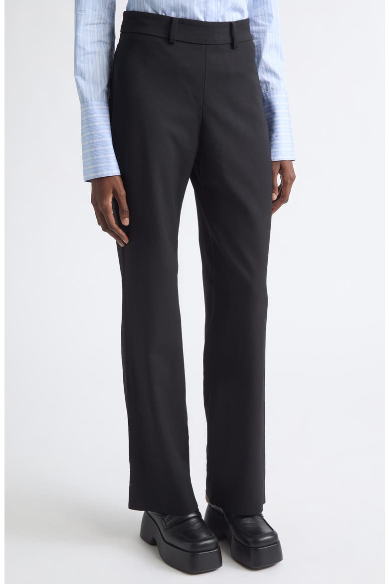 Lace Hem Deconstructed Tailored Pants, Alternate, color, BLACK