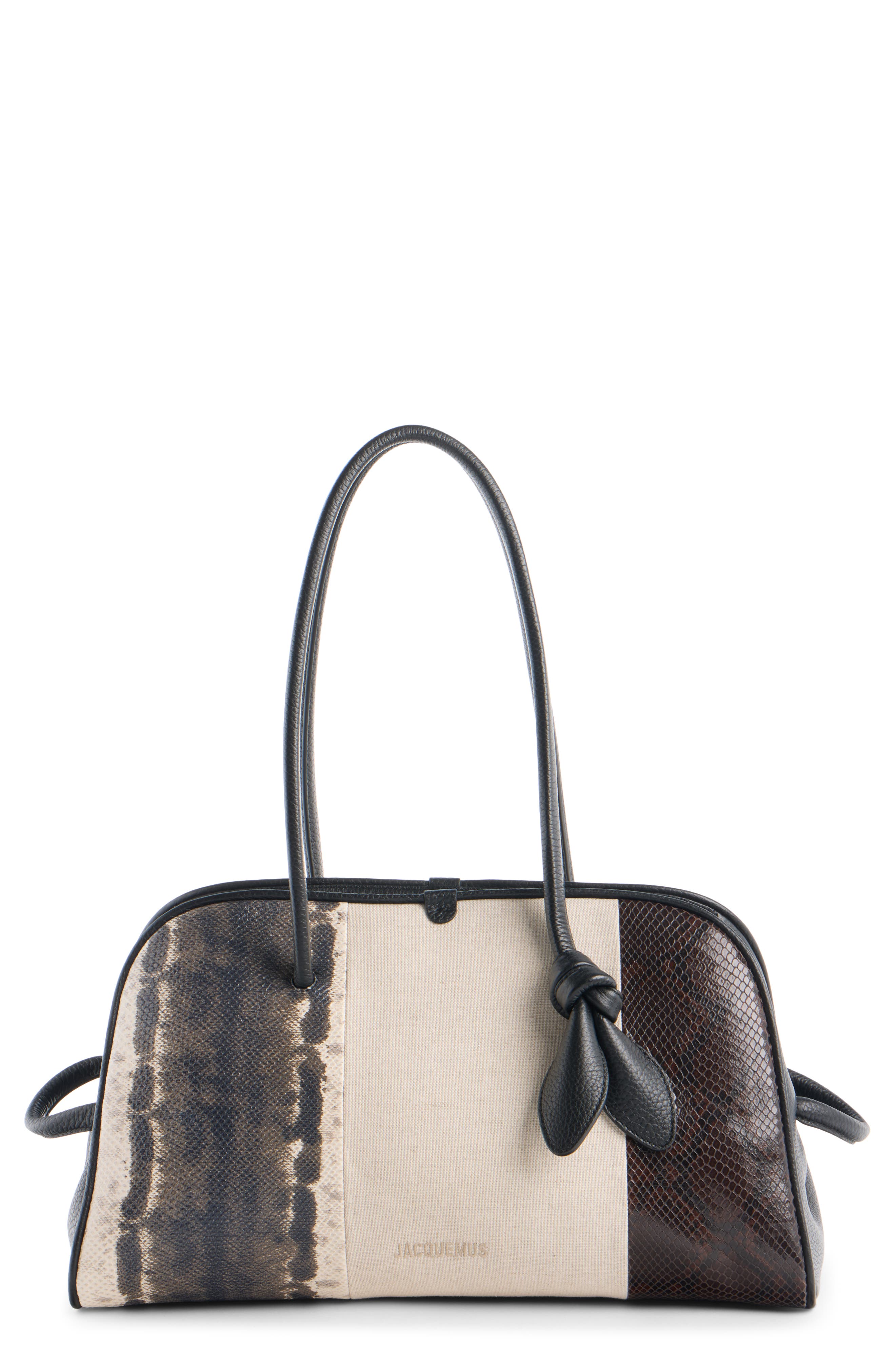 Jacquemus Le Turismo Mixed Media Bowling Bag, Main, color, Multi Beige/ Brown 1Hk