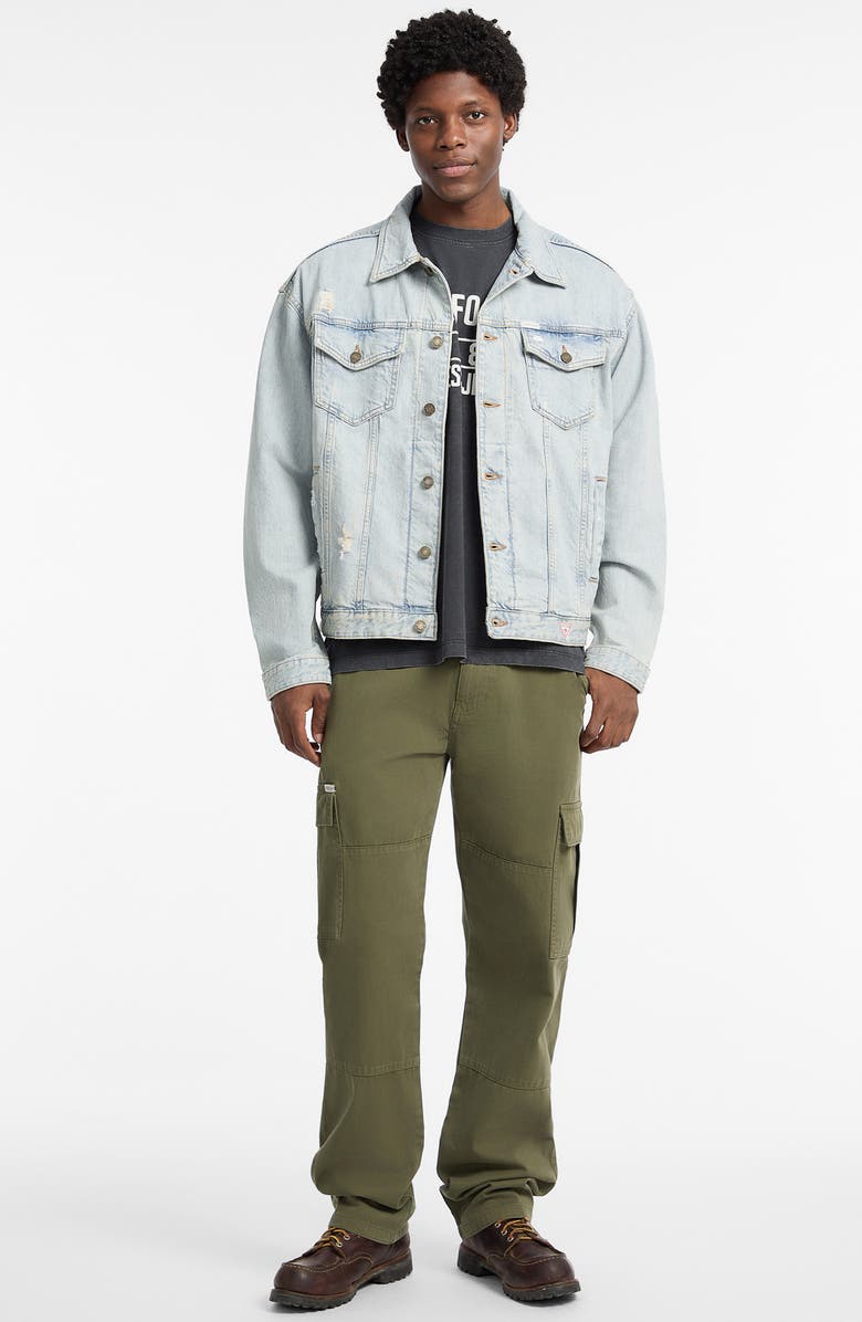 GUESS JEANS Oversize Denim Trucker Jacket, Alternate, color, Blue