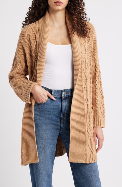Peggy Cable Stitch Longline Open Front Cardigan