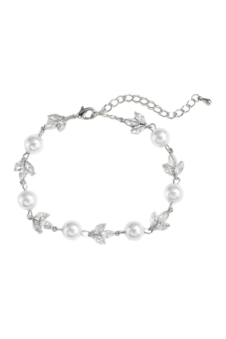 Forever Pearl and Crystal Bracelet, Main, color, Silver