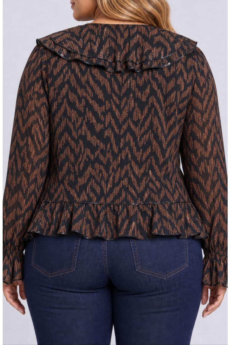 Ruffle Printed Top, Alternate, color, JAGGED TIGER CHOCOLATE