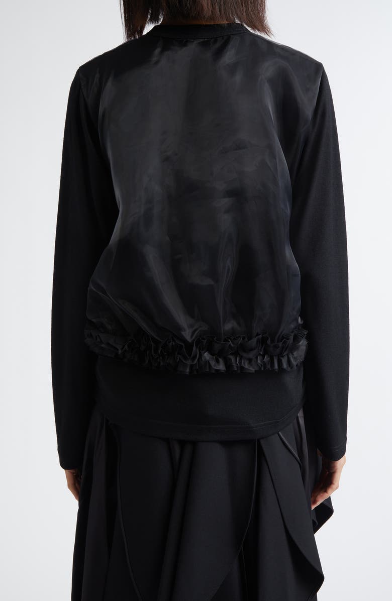 Noir Kei Ninomiya Mixed Media Wool & Organdy Cardigan, Alternate, color,