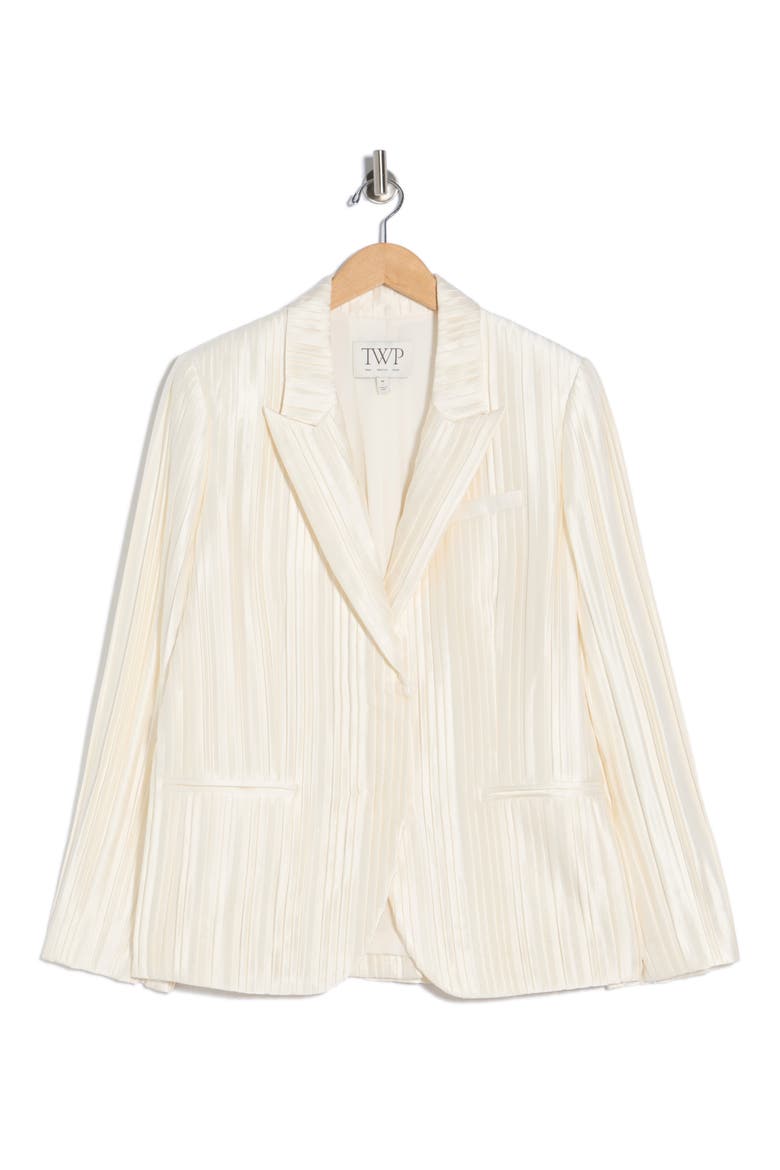 Next Pleated Silk Blazer, Alternate, color, ANTIQUE IVORY