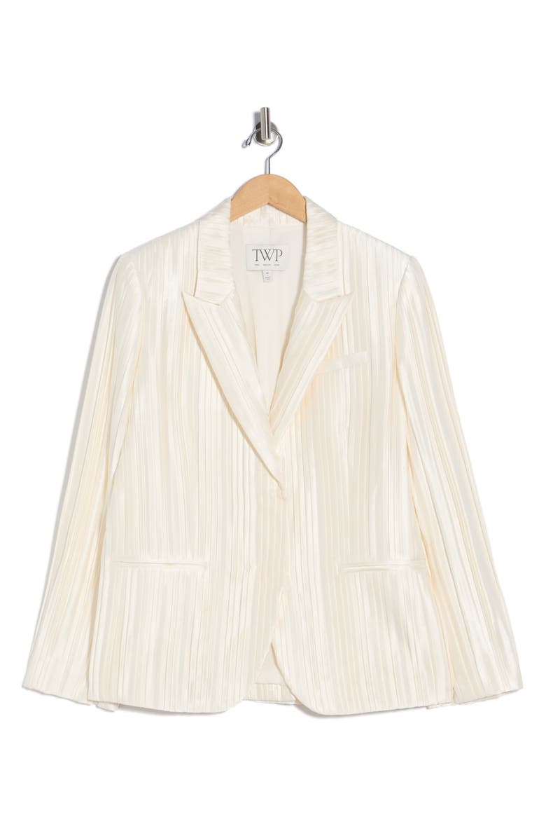 TWP Next Pleated Silk Blazer, Main, color, Antique Ivory
