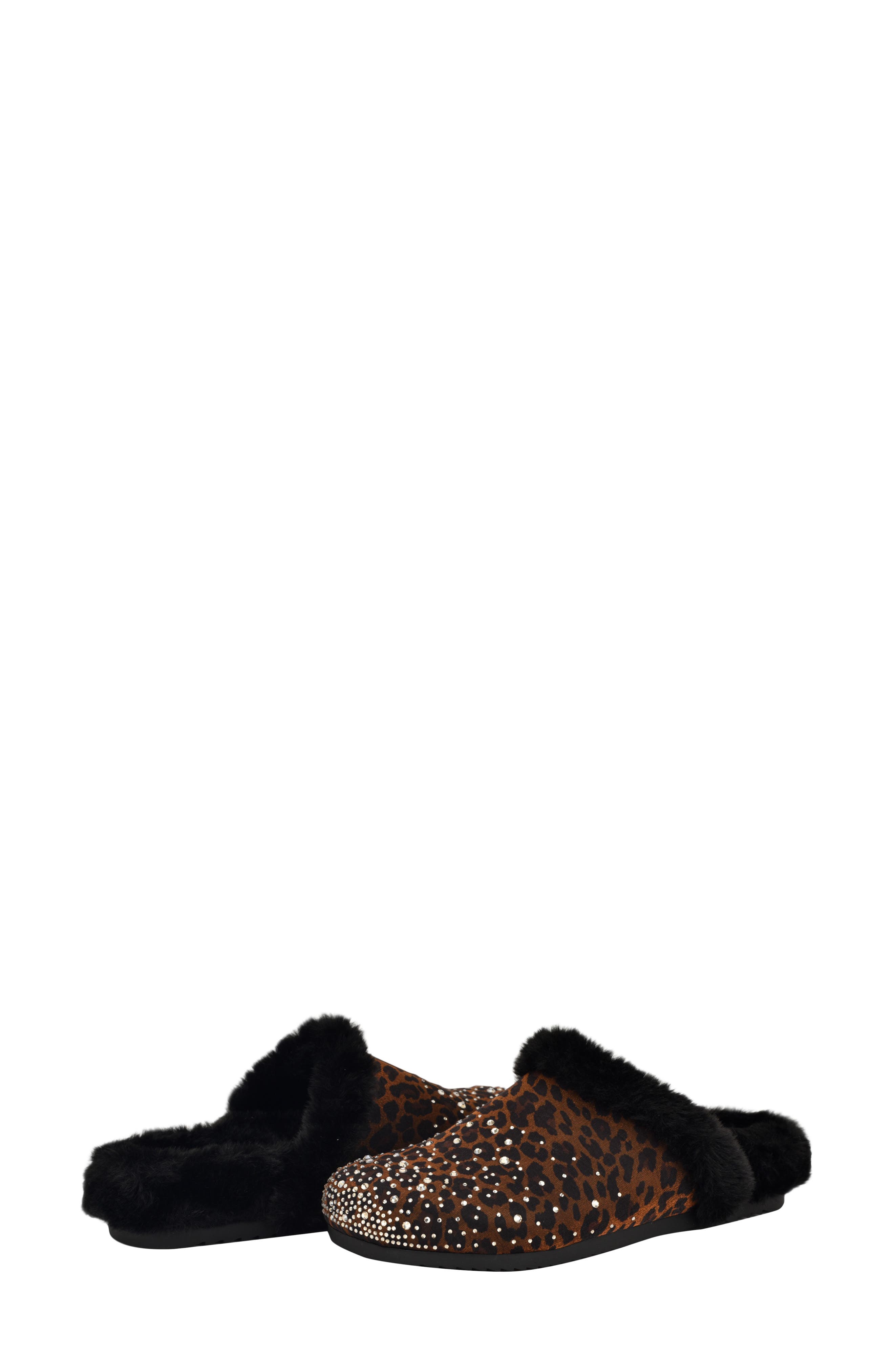 GUESS Gascona Rhinestone 
Faux Fur Clog, Alternate, color, Dark Brown
