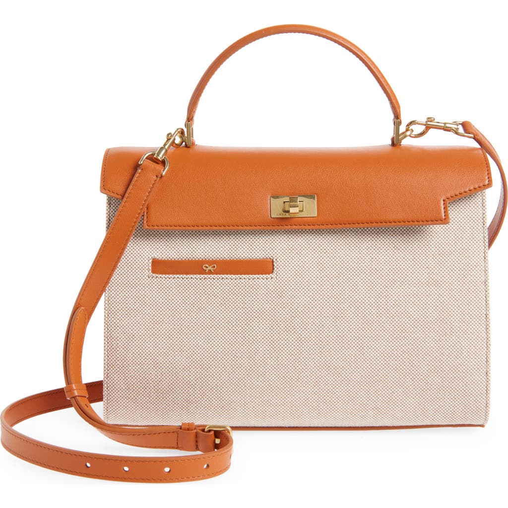 Anya Hindmarch Mortimer Canvas & Leather Top Handle Bag In Spice