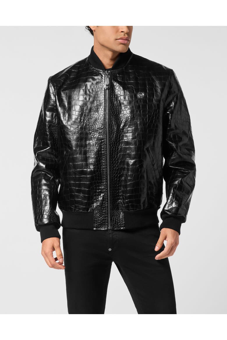 Leather Bomber Cocco Men, Main, color, black