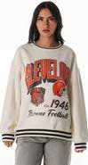 THE WILD COLLECTIVE Women's The Wild Collective Cream Cleveland Browns Oversized Vintage French Terry Sweatshirt