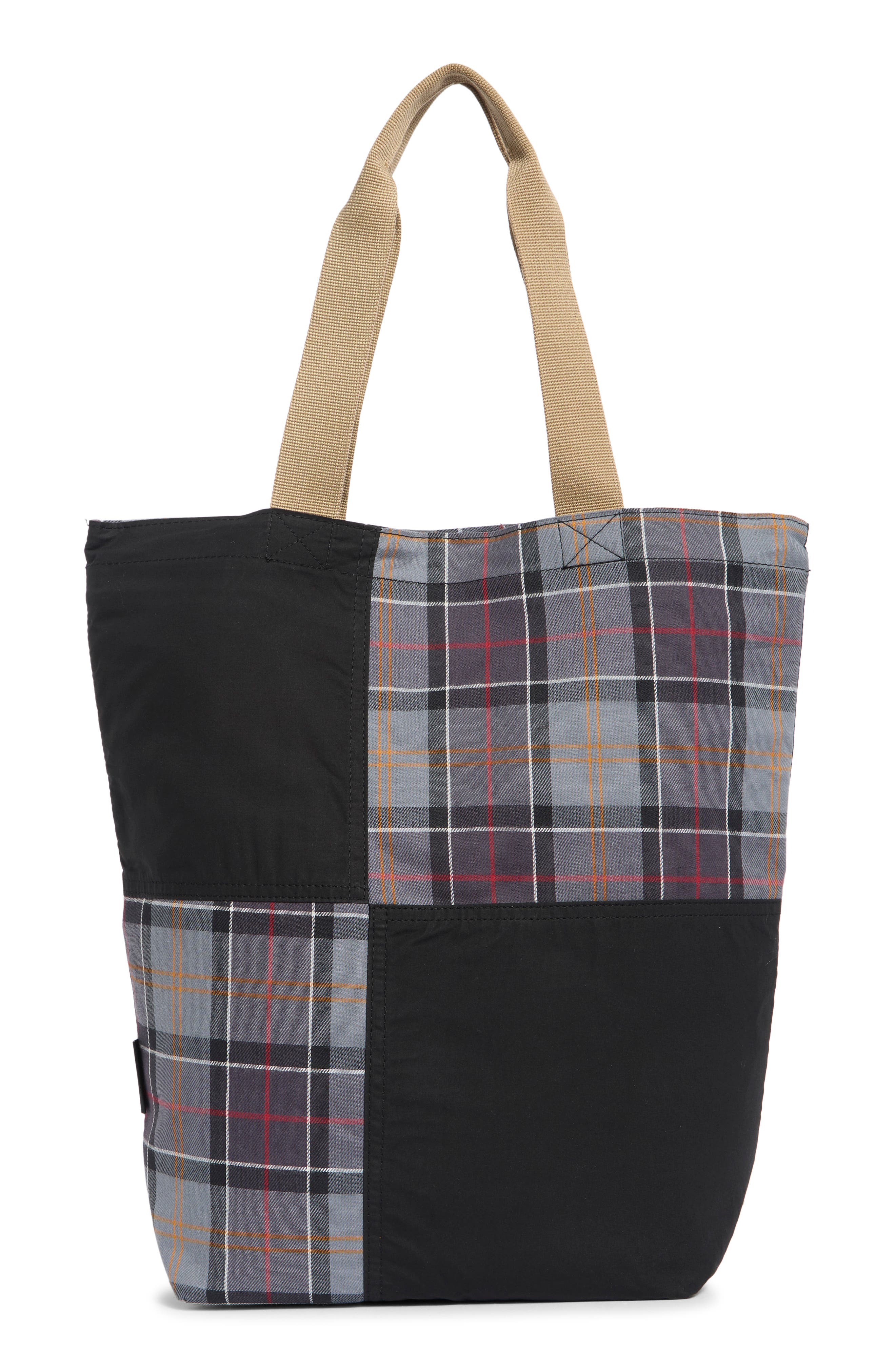Transport Patchwork Tote, Alternate, color, BLACK/ MODERN TARTAN
