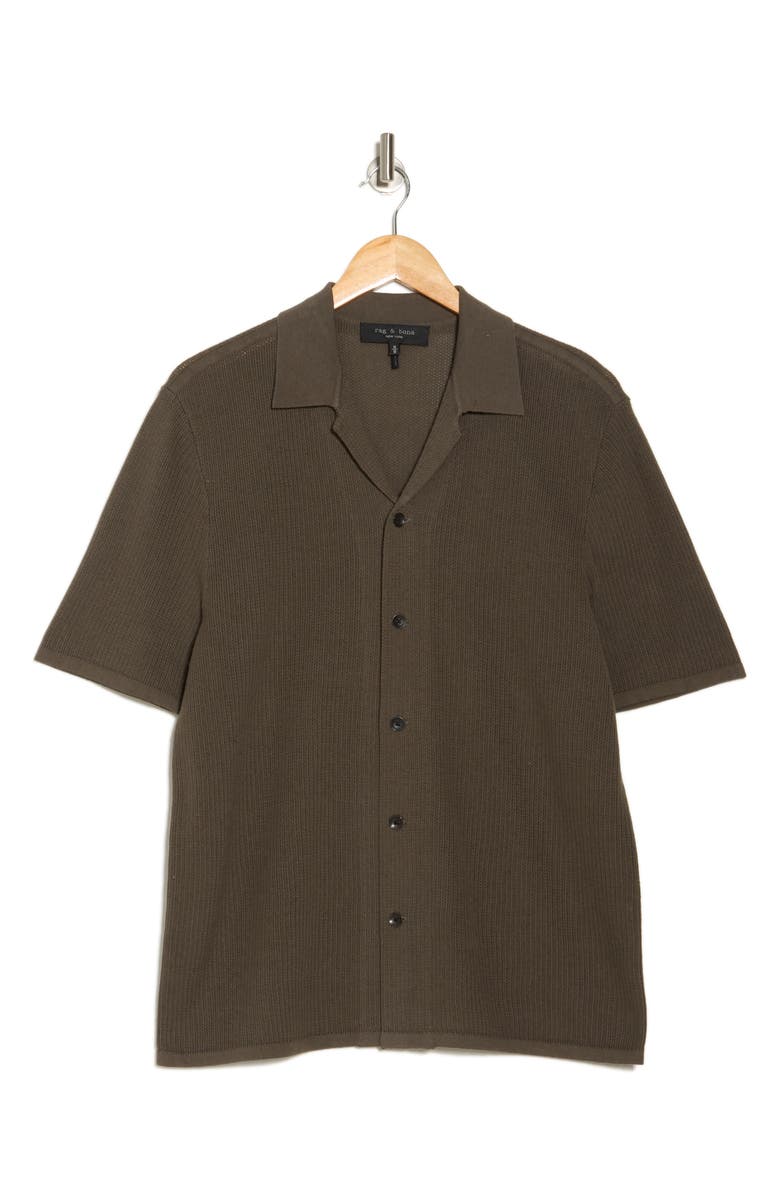 rag & bone Lewis Cotton Knit Camp Shirt, Alternate, color, Dark Brown