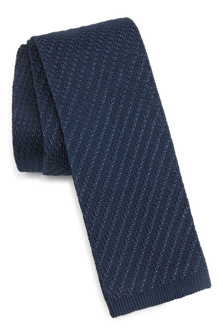 Knit Silk Tie, Main, color, 4100NAVY