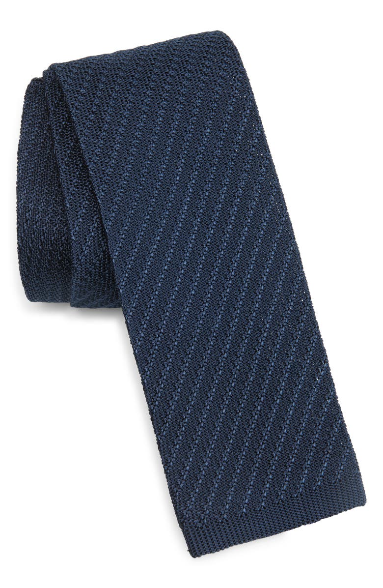 Brioni Knit Silk Tie, Main, color, 4100Navy