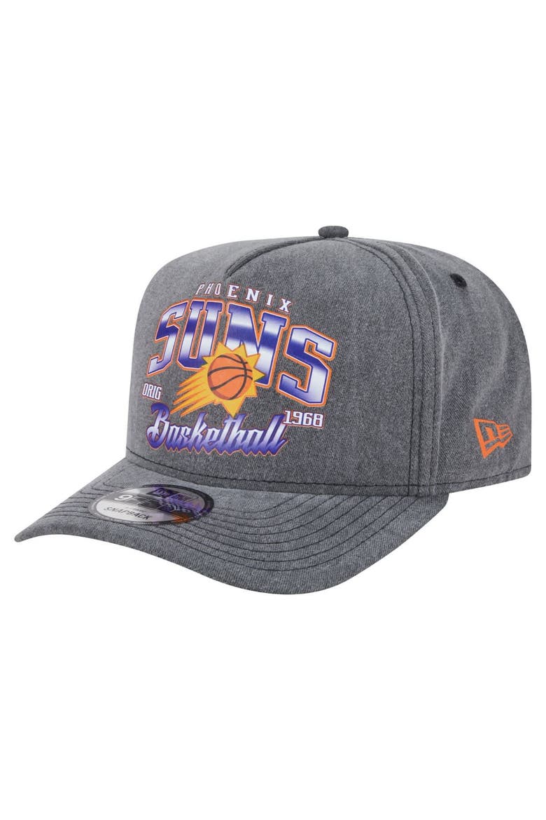 Men's New Era  Charcoal Phoenix Suns Throwback Washed Pre-Curved 9FIFTY Snapback Hat, Main, color, Charcoal