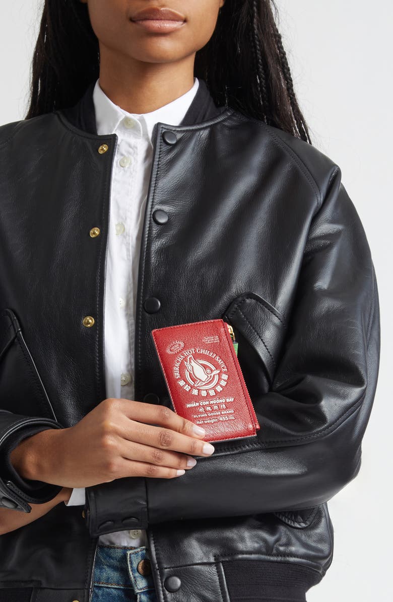 Anya Hindmarch Sriracha Leather Zip Card Case, Alternate, color, Russet