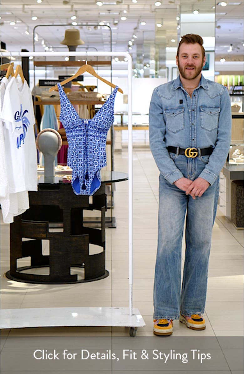 Terrazzo Tile Tie Front One-Piece Swimsuit, sales video thumbnail