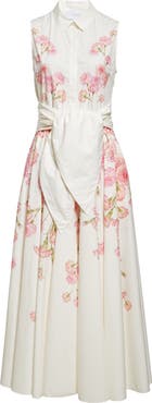 Giambattista Valli Carnation Print Cotton Poplin Shirtdress