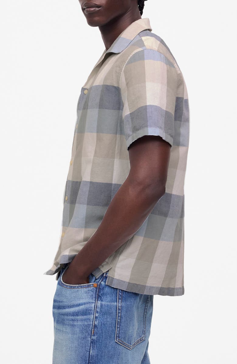 Madewell Short Sleeve Button-Up Shirt in Cotton-Linen Blend, Alternate, color, Seaside Multi