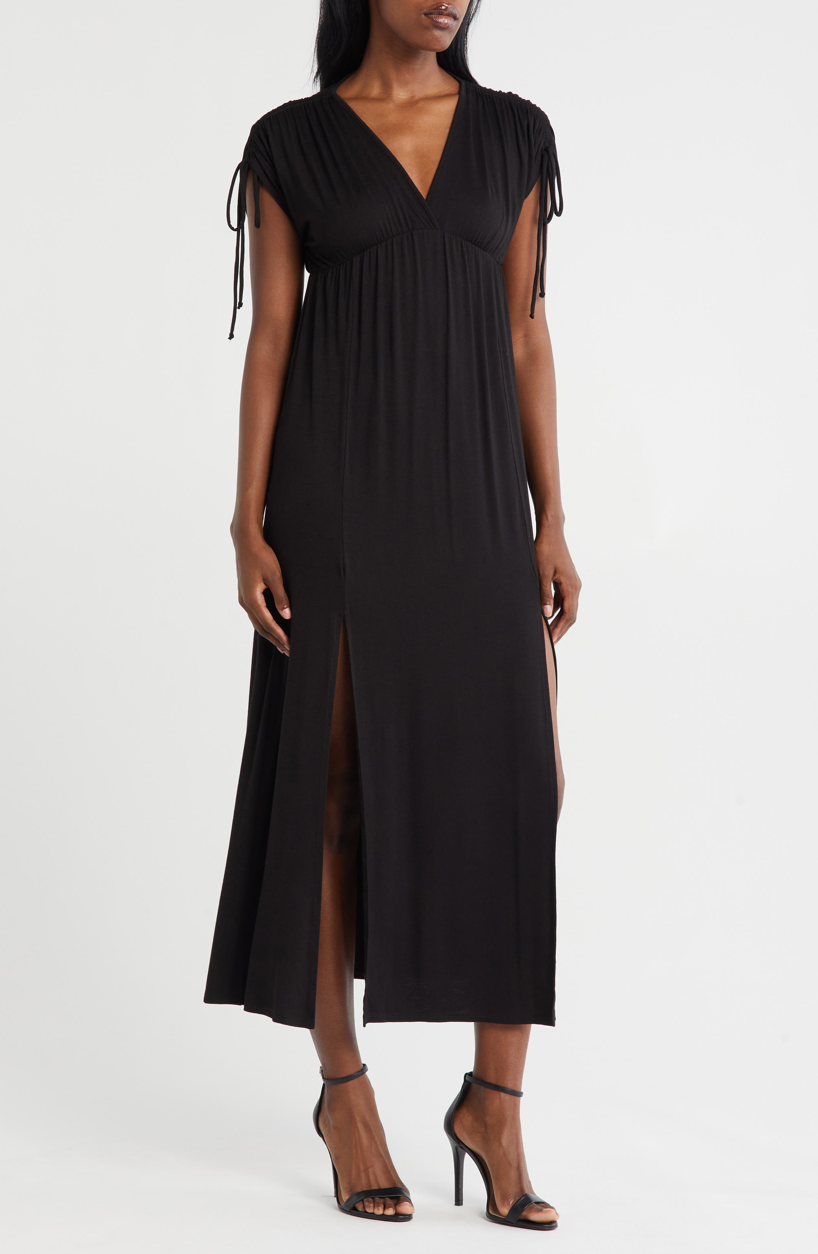 Loveappella Shoulder Tie Maxi Dress