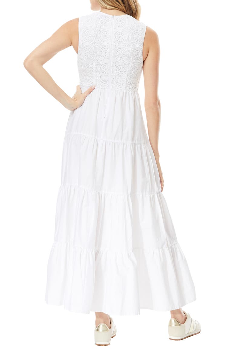 Selene Crochet Bodice Tiered Maxi Dress, Alternate, color, BRIGHT WHITE