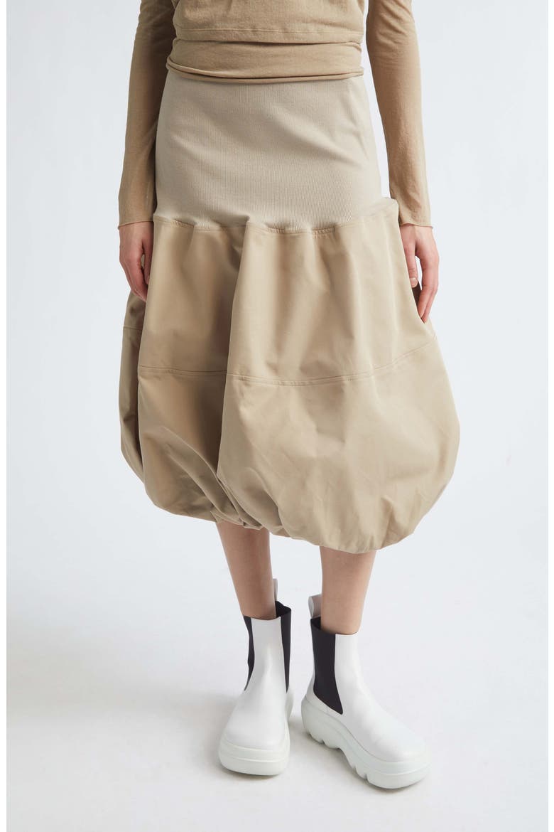 Ball Mixed Media Bubble Hem Midi Skirt, Main, color, BEIGE