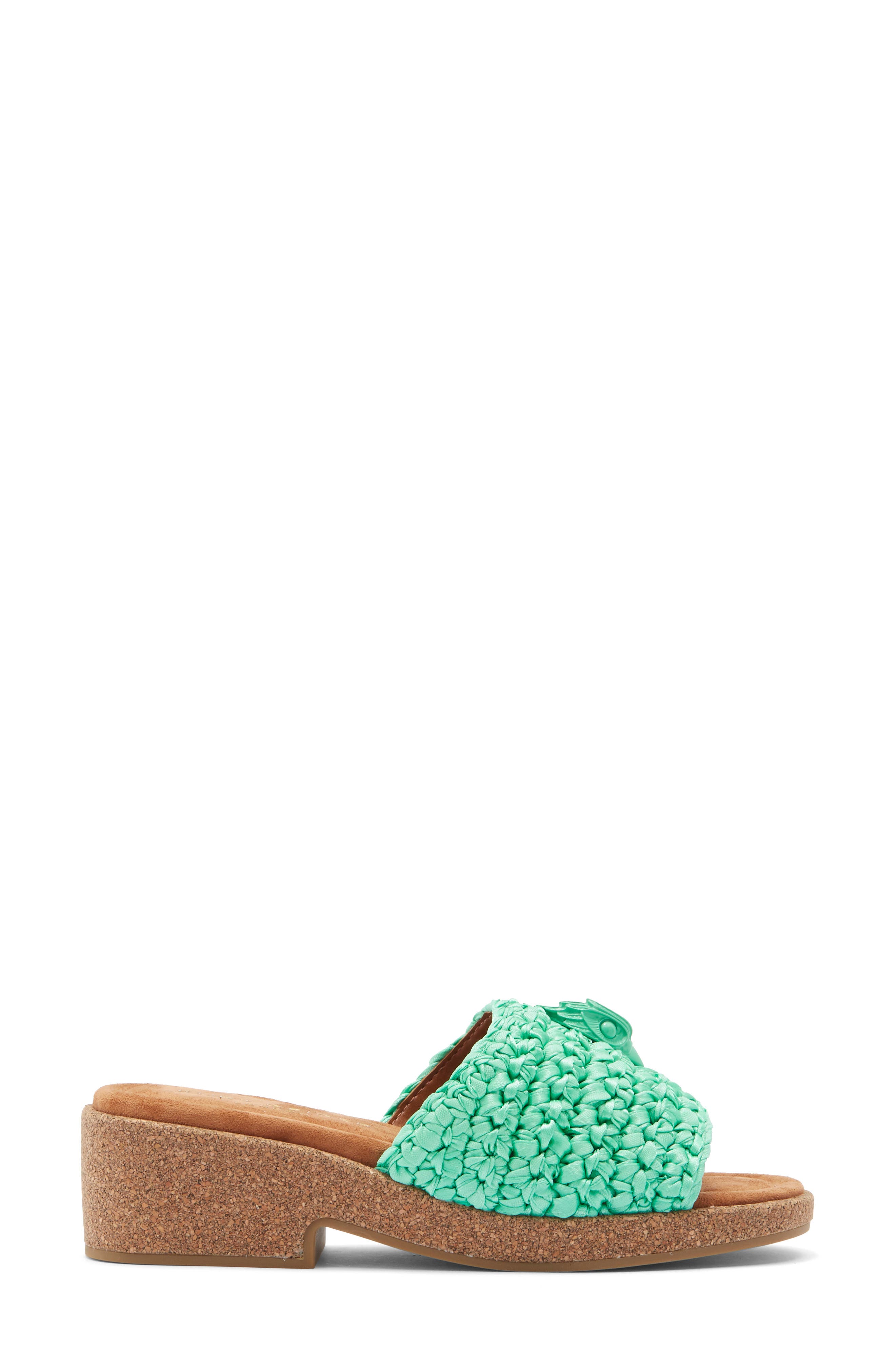 Kurt Geiger London Eagle Crocheted Slide Sandal, Alternate, color, Green