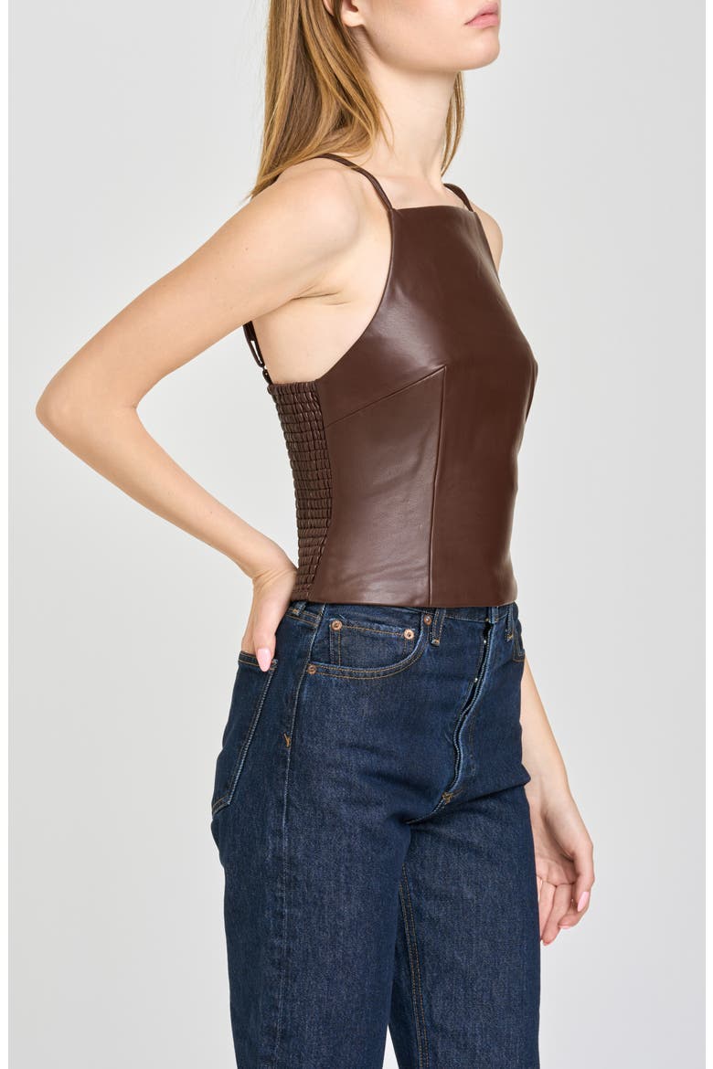 Veronica Faux Leather Camisole, Alternate, color, CHOCOLATE