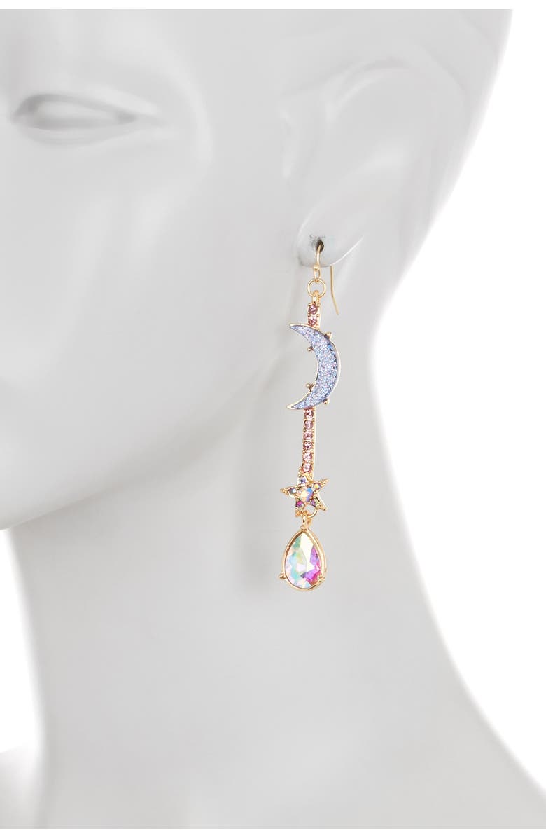 OLIVIA WELLES Notte Resin Stone Star & Moon Linear Drop Earrings, Alternate, color, Gold / Multi