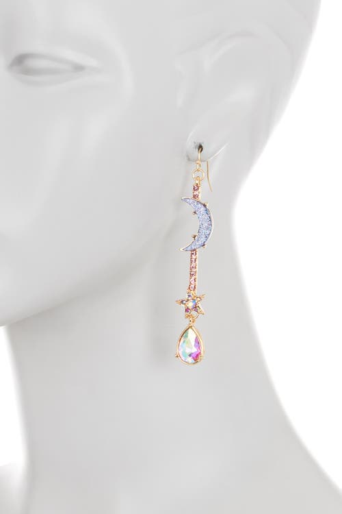 Olivia Welles Notte Resin Stone Star & Moon Linear Drop Earrings In Multi