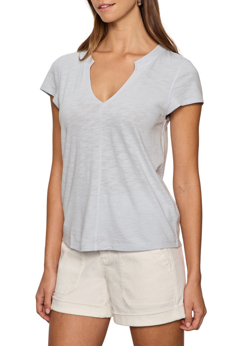 The New Girl Split Neck T-Shirt, Alternate, color, BLUE AURA