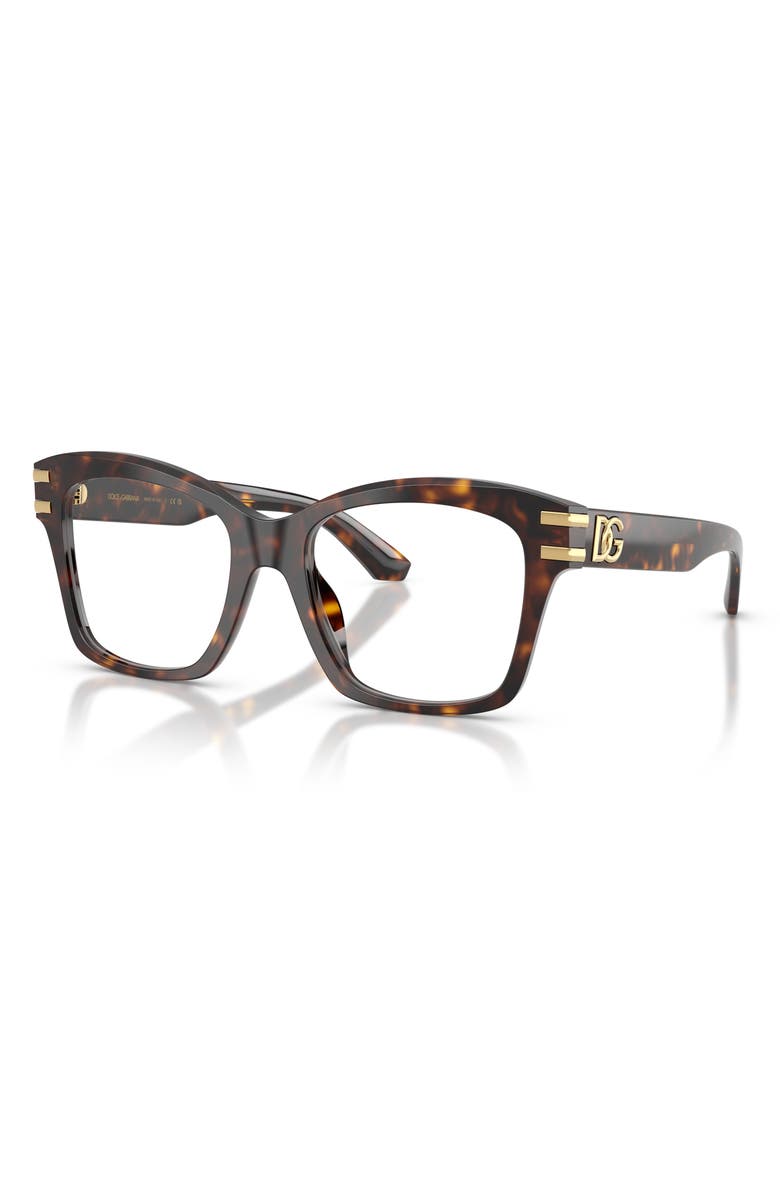Dolce&Gabbana 54mm Square Optical Glasses, Alternate, color, Havana