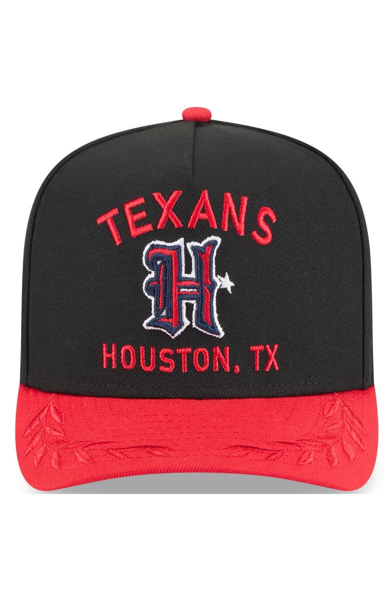New Era Men's New Era Black/Red Houston Texans 2025 NFL Draft A-Frame 9FIFTY Snapback Hat, Alternate, color, Black