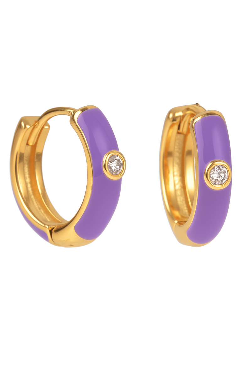 Mini Enamel Huggie Hoops, Main, color, Lavender