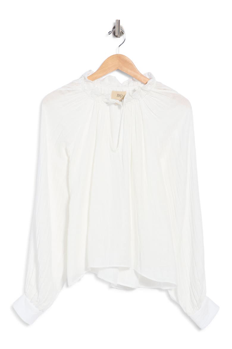 Dara Cotton Long Sleeve Top, Main, color, WHITE
