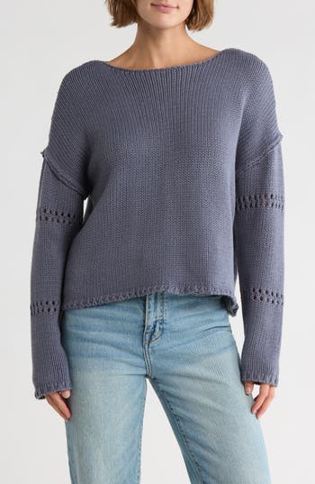 Rd Style Open Stitch Detail Sweater In Blue
