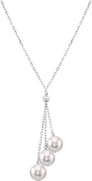 The Pearl Source 14K Gold Japanese Akoya Pearl Tincup Cluster Pendant